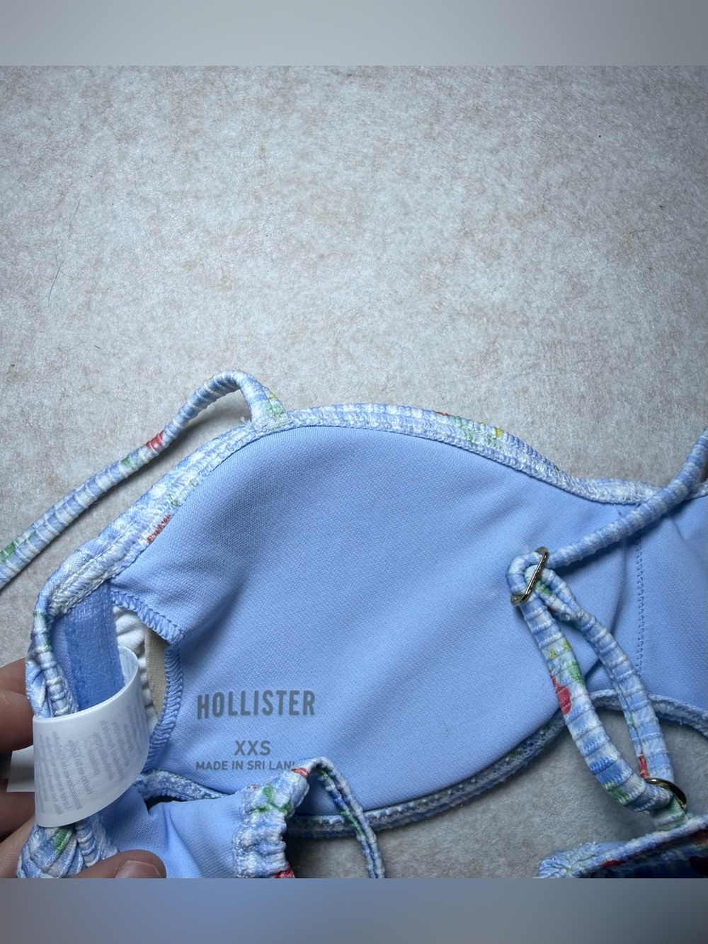 Hollister Girl Teen Blue Gingham Fruit Bikini Top Bathing Suit Size XXS NWOT - Picture 7 of 8